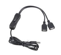 Zqxnt USB Power Splitter Cable with on Off Switcher Double Female Port 5V2A Fast Charging Multiple Device Connection USB Charging Splitter with Switcher