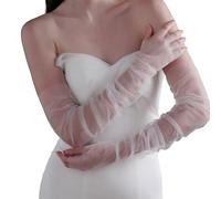 Zqxnt Women Detachable False Glove Arm Covers Sleeves Oversized Tulle Decorative Sheer Elegant Sleeves Wedding Gloves