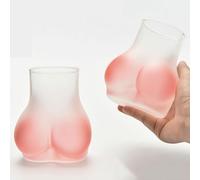 ZQXYXFUS 2PCS Whiskey Cups, Body Shaped Glass Cups, Butt Beer Glasses, Funny Ass Clear Drinking Glasses Beer, Cocktail Glass/Coffee Cup,Creative Butt Cup for Home Bar Party(Pink)