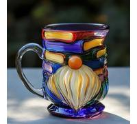 ZQXYXFUS Artistic Book Stack Glass Coffee Mug, 300ml Capacity, Handmade Tea Cups Cool Funny, Decorative Design for Book Lovers Gifts for Women and Man(Color b)