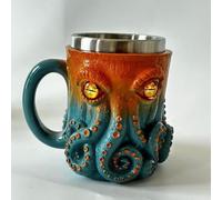 ZQXYXFUS Mug - Coffee Cup - Wine Glass, 3D Personalized Octopus Stainless Steel Beer Mug, Gift for Boyfriend, Father(Color c)