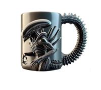 ZQXYXFUS Mug - Coffee Cups - Wine Glasses, 15oz Novelty Xenomorph Coffee Mugs, 3D Personalized Stainless Steel Beer Mug Cup, Gifts for Boyfriends(Black)