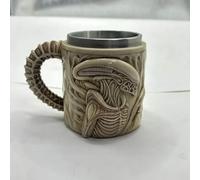 ZQXYXFUS Novelty Xenomorph Coffee Mugs, Personalized 3D Printed Alien Coffee Mug, 15oz Stainless Steel Cup, Cool Gifts for Boyfriends, Fathers, and Family on Birthdays, Christmas(White)