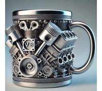 ZQXYXFUS V6 Engines Stainless Steel Cup，Engine Stainless Steel Coffee Cups, 2025 New Mechanical Engine Design Mug, Creative Car Engine Coffee Cup(V8)