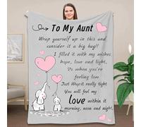 ZQYMM Auntie Gifts from Niece Nephew - Birthday Gifts for Aunt, Elephant Flannel Blanket Gifts for Auntie, Personalised Blanket Gift to My Aunt for Christmas Birthday Wedding Gifts