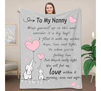 ZQYMM Grandma Gifts from Granddaughter Grandson - Elephant Flannel Blankets Gifts for Nanny, Personalised Blanket Gifts for Grandma, Birthday for Gifts Nanny Nana Granny Grandmother