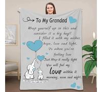 ZQYMM Grandpa Gifts from Granddaughter Grandson - Elephant Flannel Blanket for Grandpa, Personalised Blanket Gifts for Grandpa Grandad, Birthday Thanksgiving for Grandpa