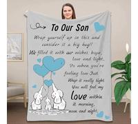 ZQYMM Our Son Gifts from Mum Dad - Elephant Flannel Blanket Gifts for Our Son, Personalised Blanket Birthday Gifts for Son, Thanksgiving Christmas Birthday Graduation Gifts for Son from Mum