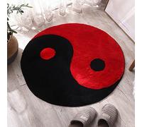 ZQYMM Ying Yang Carpet Round Rug Deco Fluffy Yin-Yang Shaped Rug, Rug for Bathroom, Home Decoration with Multi Color Options, Yin-Yang Bedroom Rug,Red,50CM