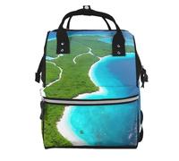 ZQYTGFDC An island in the ocean Canvas bag with large capacity and multiple pockets, suitable for mother, baby and travel