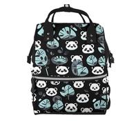 ZQYTGFDC Black and white panda face Canvas bag with large capacity and multiple pockets, suitable for mother, baby and travel