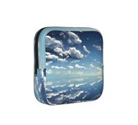 ZQYTGFDC Blue Sky and White Clouds Feminine Hygiene Pouch, 6 10 Pads Capacity, Small Organizer for Purse Handbag Suitcase, Gift for Girls Women