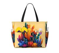 ZQYTGFDC Cactus illustration Water-repellent honeycomb mesh travel bag, multi-pocket large capacity, practical and durable