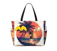 ZQYTGFDC coconut trees at sunset Water-repellent honeycomb mesh travel bag, multi-pocket large capacity, practical and durable