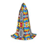 ZQYTGFDC Colorful Building Blocks L Hooded Cape For TeenagersCape With For Halloween Cosplay Costumes