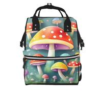 ZQYTGFDC Cute colored mushrooms Canvas bag with large capacity and multiple pockets, suitable for mother, baby and travel