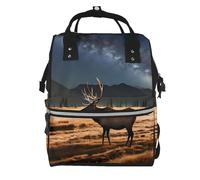 ZQYTGFDC Elk in the meadow Canvas bag with large capacity and multiple pockets, suitable for mother, baby and travel
