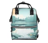 ZQYTGFDC Fallen leaves on a tranquil lake Canvas bag with large capacity and multiple pockets, suitable for mother, baby and travel
