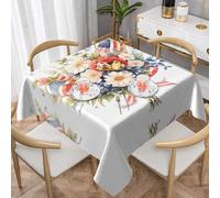 ZQYTGFDC Flags and Flowers54 x54 Square Tablecloth 137 * 137cm - Decorative Wipeable Table Cover with, Table, Kitchen & Party Decor