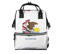 ZQYTGFDC Illinois State Flag Canvas bag with large capacity and multiple pockets, suitable for mother, baby and travel