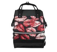 ZQYTGFDC Lipstick marks all over the screen Canvas bag with large capacity and multiple pockets, suitable for mother, baby and travel