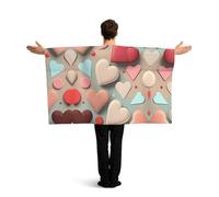 ZQYTGFDC Love pattern Sleeved poncho for freedom of movement, ideal for watch parties and celebrations
