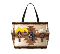 ZQYTGFDC Native American Patterns Water-repellent honeycomb mesh travel bag, multi-pocket large capacity, practical and durable