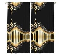 ZQYTGFDC Novel Music Note 2 Panels Set Soft Draped Window