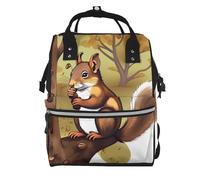 ZQYTGFDC Nut-eating squirrel Canvas bag with large capacity and multiple pockets, suitable for mother, baby and travel