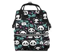 ZQYTGFDC Panda cute face Canvas bag with large capacity and multiple pockets, suitable for mother, baby and travel