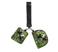 ZQYTGFDC Panda Tree Women's Wrist Wallet Keychain Set of 2Lipstick, Keys, Gym Daily Commute