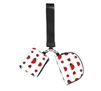 ZQYTGFDC Red Ladybug Women's Wrist Wallet Keychain Set of 2Lipstick, Keys, Gym Daily Commute