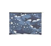 ZQYTGFDC Science Fiction Future Women Zipper 8.9 x 6.5Inches Small Toiletry Organizer for Valentine's Day Friend Girlfriend Gifts, Blue Killer Whale, One Size