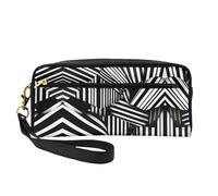 ZQYTGFDC Sketching an eagle Leather portable makeup storage bag Aesthetic Pencil Bag for Women, Makeup Pouch, Black And White Geometric Lines, One Size