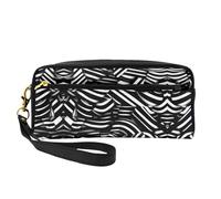 ZQYTGFDC Sketching an eagle Leather portable makeup storage bag Aesthetic Pencil Bag for Women, Makeup Pouch, Black And White Lines, One Size