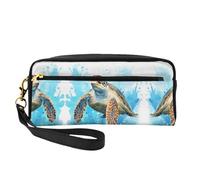 ZQYTGFDC Strange Insects Leather portable makeup storage bag Aesthetic Pencil Bag for Women, Makeup Pouch, Turtle In The Blue Ocean, One Size