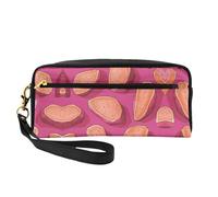 ZQYTGFDC subway map Leather portable makeup storage bag Aesthetic Pencil Bag for Women, Makeup Pouch, Pink Sweet Potatoes, One Size