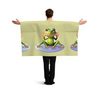 ZQYTGFDC The funny frog doing yoga Sleeved poncho for freedom of movement, ideal for watch parties and celebrations
