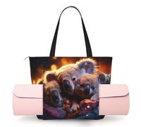 ZQYTGFDC The Koala Family Women’s Yoga Gym Bag Shoulder, Dance, Beach, Mummy Work Zippered Main Pocket Yoga Mat Holder