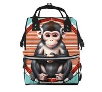 ZQYTGFDC The silent monkey Canvas bag with large capacity and multiple pockets, suitable for mother, baby and travel