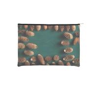 ZQYTGFDC The silent monkey Women Zipper 8.9 x 6.5Inches Small Toiletry Organizer for Valentine's Day Friend Girlfriend Gifts, Pine Cone Border, One Size