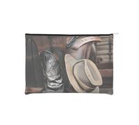 ZQYTGFDC The silent monkey Women Zipper 8.9 x 6.5Inches Small Toiletry Organizer for Valentine's Day Friend Girlfriend Gifts, Cowboy Black Hat Western Boots, One Size