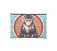 ZQYTGFDC The silent monkey Women Zipper 8.9 x 6.5Inches Small Toiletry Organizer for Valentine's Day Friend Girlfriend Gifts, The Silent Monkey, One Size