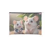 ZQYTGFDC The silent monkey Women Zipper 8.9 x 6.5Inches Small Toiletry Organizer for Valentine's Day Friend Girlfriend Gifts, Mother And Child Rats, One Size