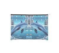 ZQYTGFDC The silent monkey Women Zipper 8.9 x 6.5Inches Small Toiletry Organizer for Valentine's Day Friend Girlfriend Gifts, Winter The Dolphin, One Size