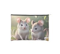 ZQYTGFDC The silent monkey Women Zipper 8.9 x 6.5Inches Small Toiletry Organizer for Valentine's Day Friend Girlfriend Gifts, Mouse In Love, One Size