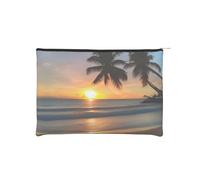 ZQYTGFDC The silent monkey Women Zipper 8.9 x 6.5Inches Small Toiletry Organizer for Valentine's Day Friend Girlfriend Gifts, Sunset Beach, One Size