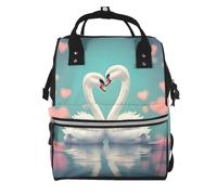 ZQYTGFDC The swan in love Canvas bag with large capacity and multiple pockets, suitable for mother, baby and travel