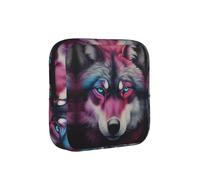 ZQYTGFDC The Wolf with Blue Eyes Feminine Hygiene Pouch, 6 10 Pads Capacity, Small Organizer for Purse Handbag Suitcase, Gift for Girls Women