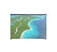 ZQYTGFDC Turtle and Fish Women Zipper 8.9 x 6.5Inches Small Toiletry Organizer for Valentine's Day Friend Girlfriend Gifts, An Island in the Ocean, One Size